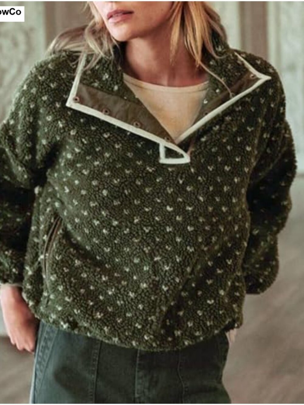Fleece Pullover Winter Fuzzy High Neck Sherpa Jacket - Picture 3 of 6